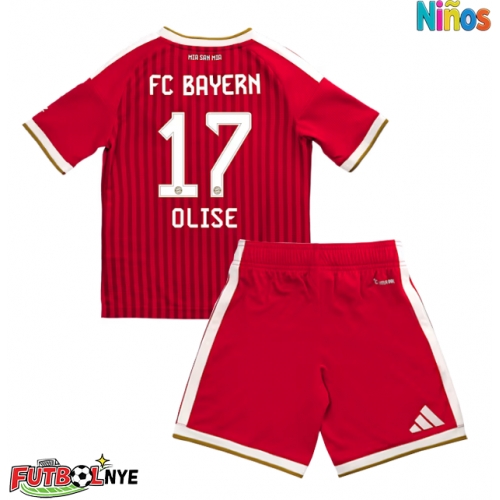 Camiseta Bayern Munich Michael Olise #17 Primera Equipación para niños 2026-27 manga corta (+ pantalones cortos)